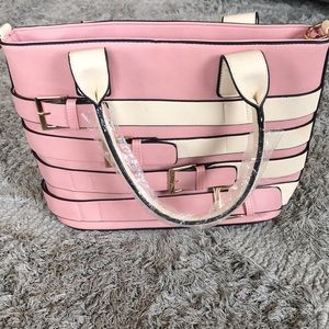 New Mauve Pink and White shoulder purse